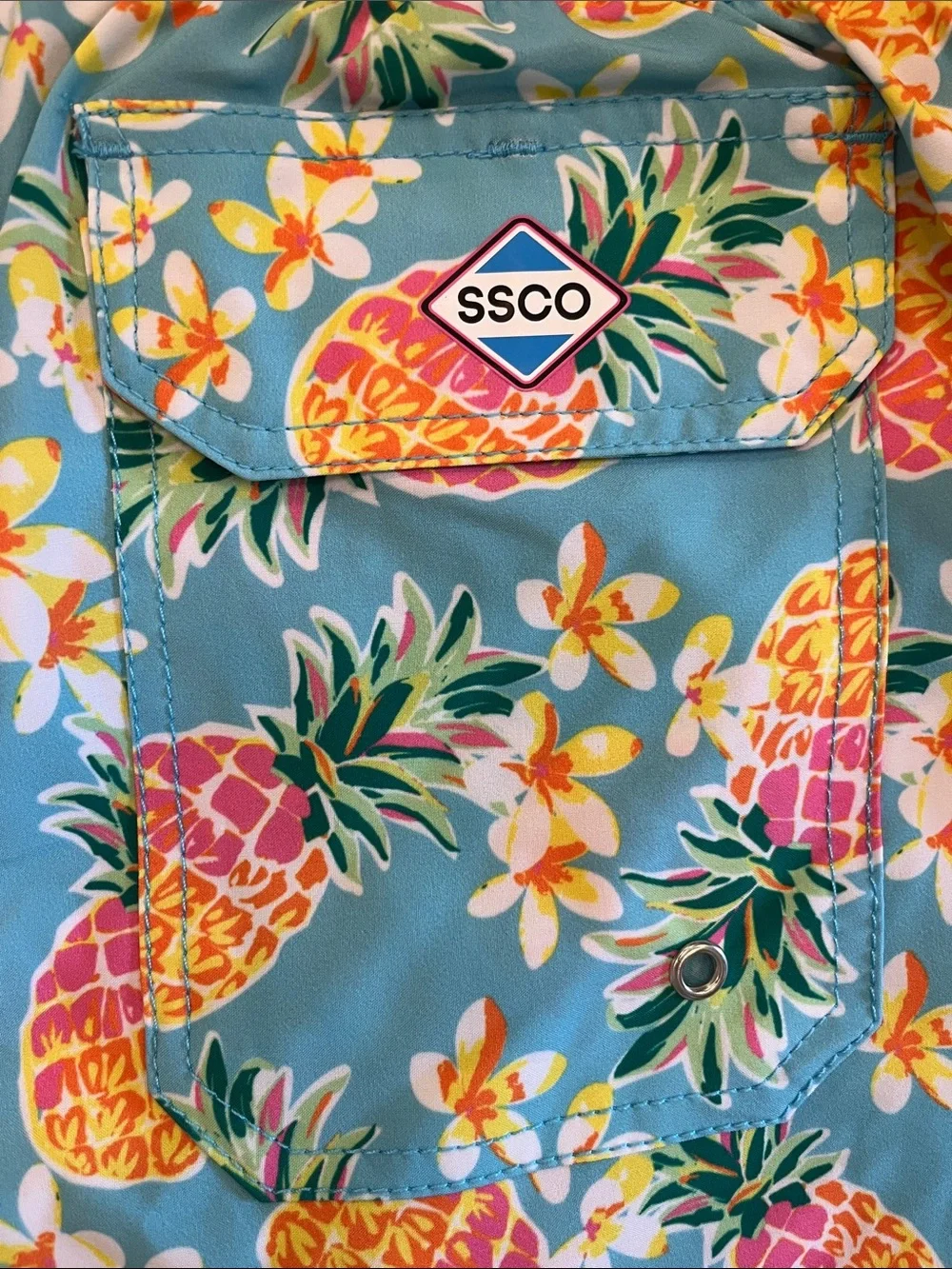 Southern Shirt Co. Men’s Aqua Pineapple Print Swim Shorts